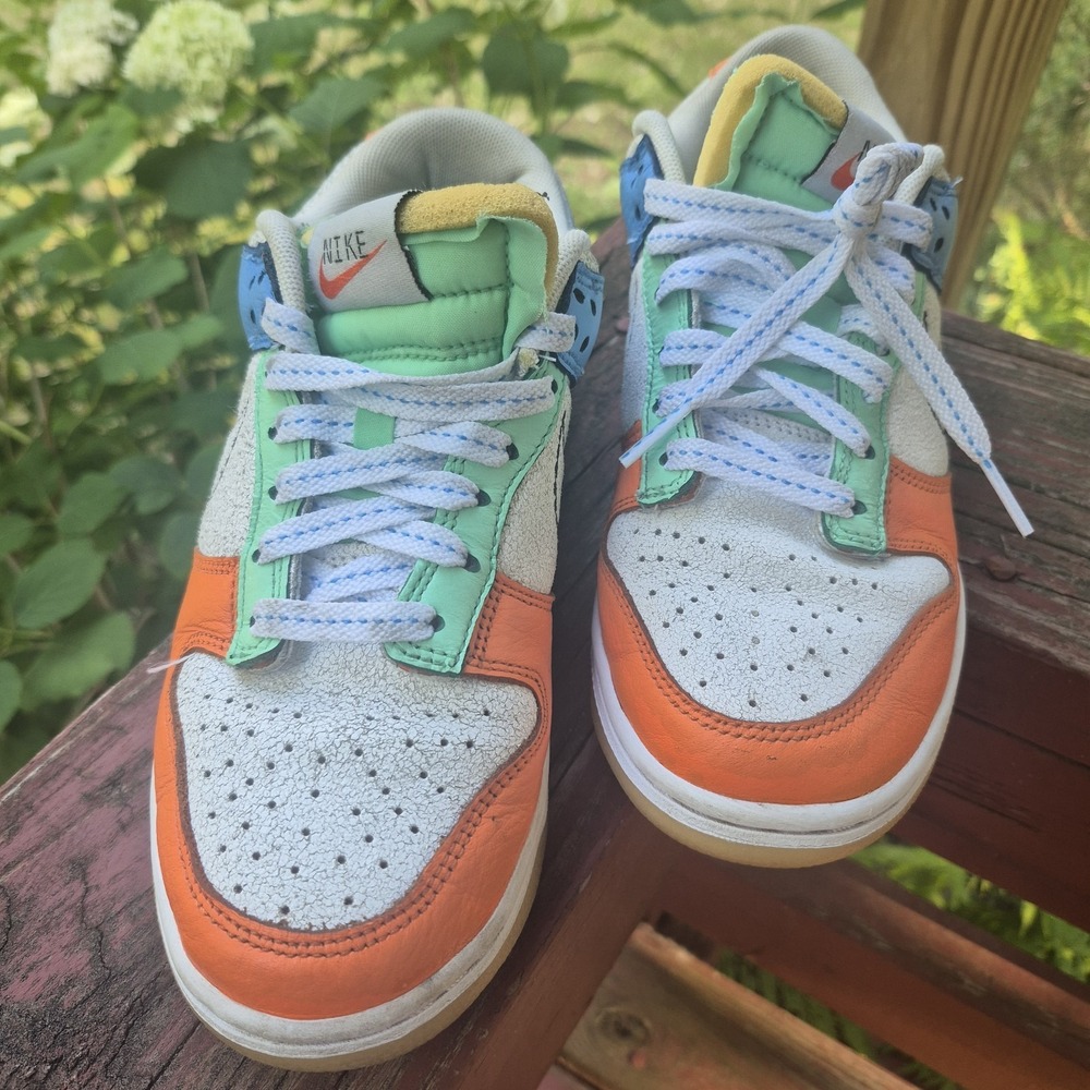 Nike Dunk Low GS Youth Size 5.5 DX3363-100 Blue White Orange - Picture 3 of 6